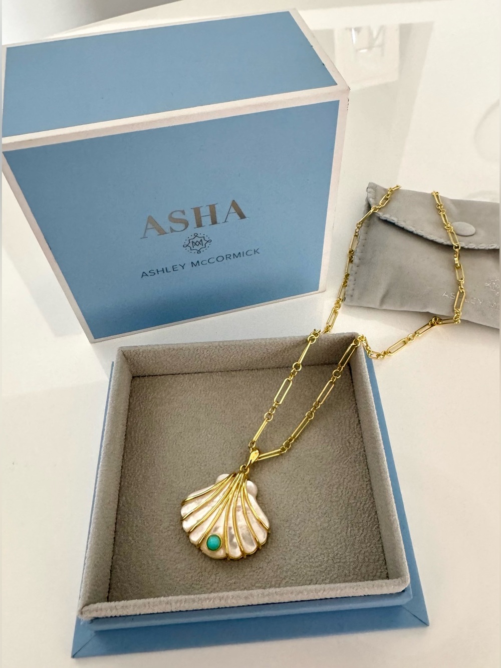 ASHA Marina Shell Charm on 17”mixed link chain ✨NWT✨ - Picture 4 of 9